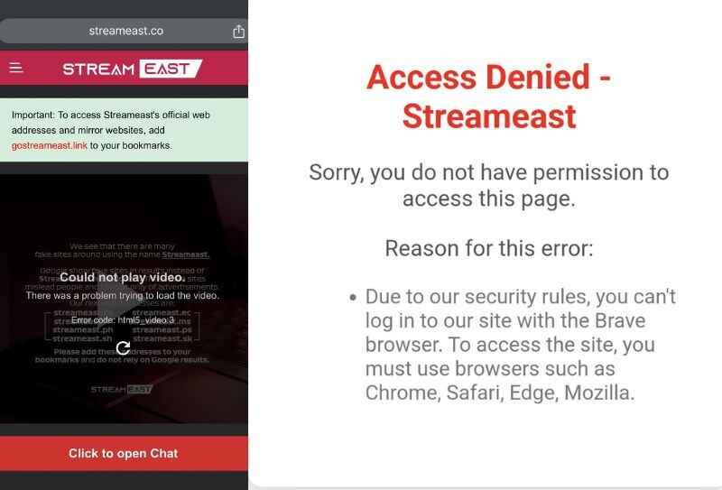 why is streameast not working